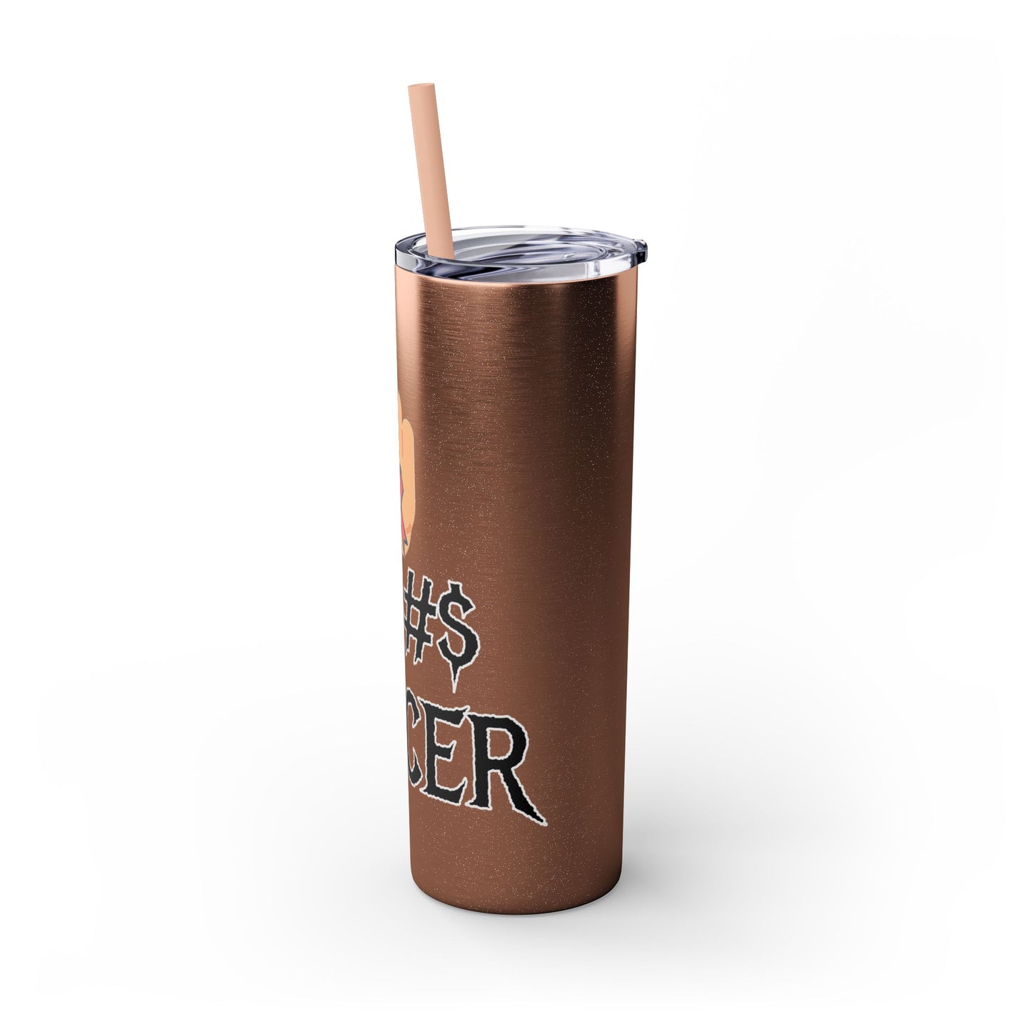 F CANCER Skinny Tumbler with Straw, 20oz