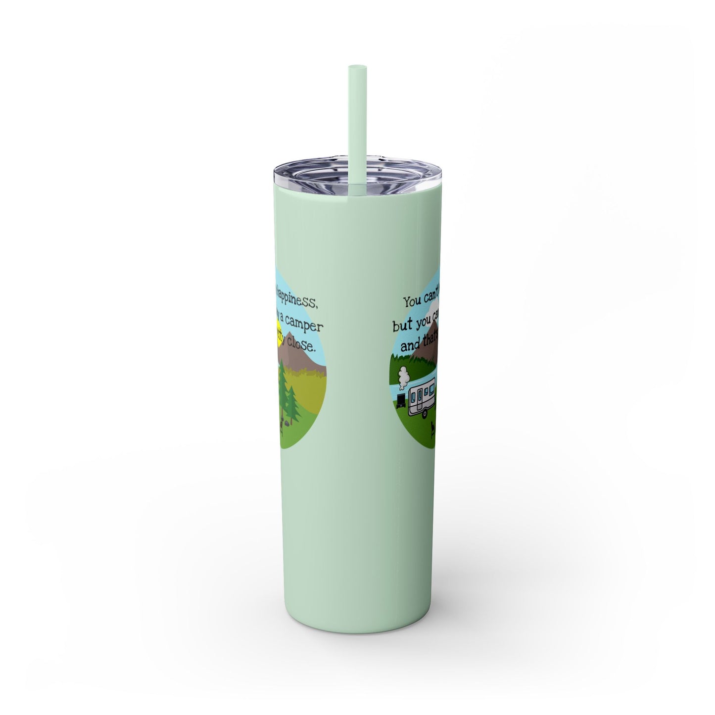 Camper Happiness Skinny Tumbler with Straw, 20oz