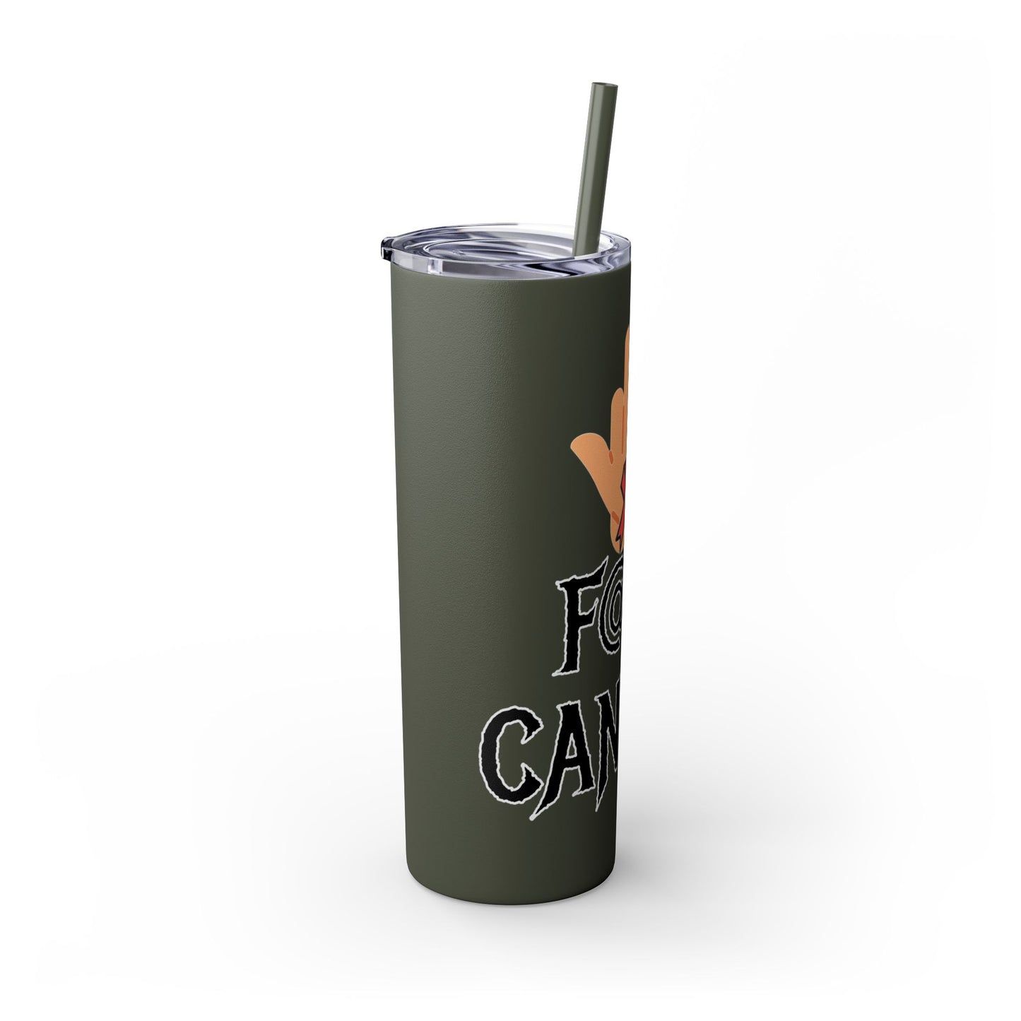 F CANCER Skinny Tumbler with Straw, 20oz