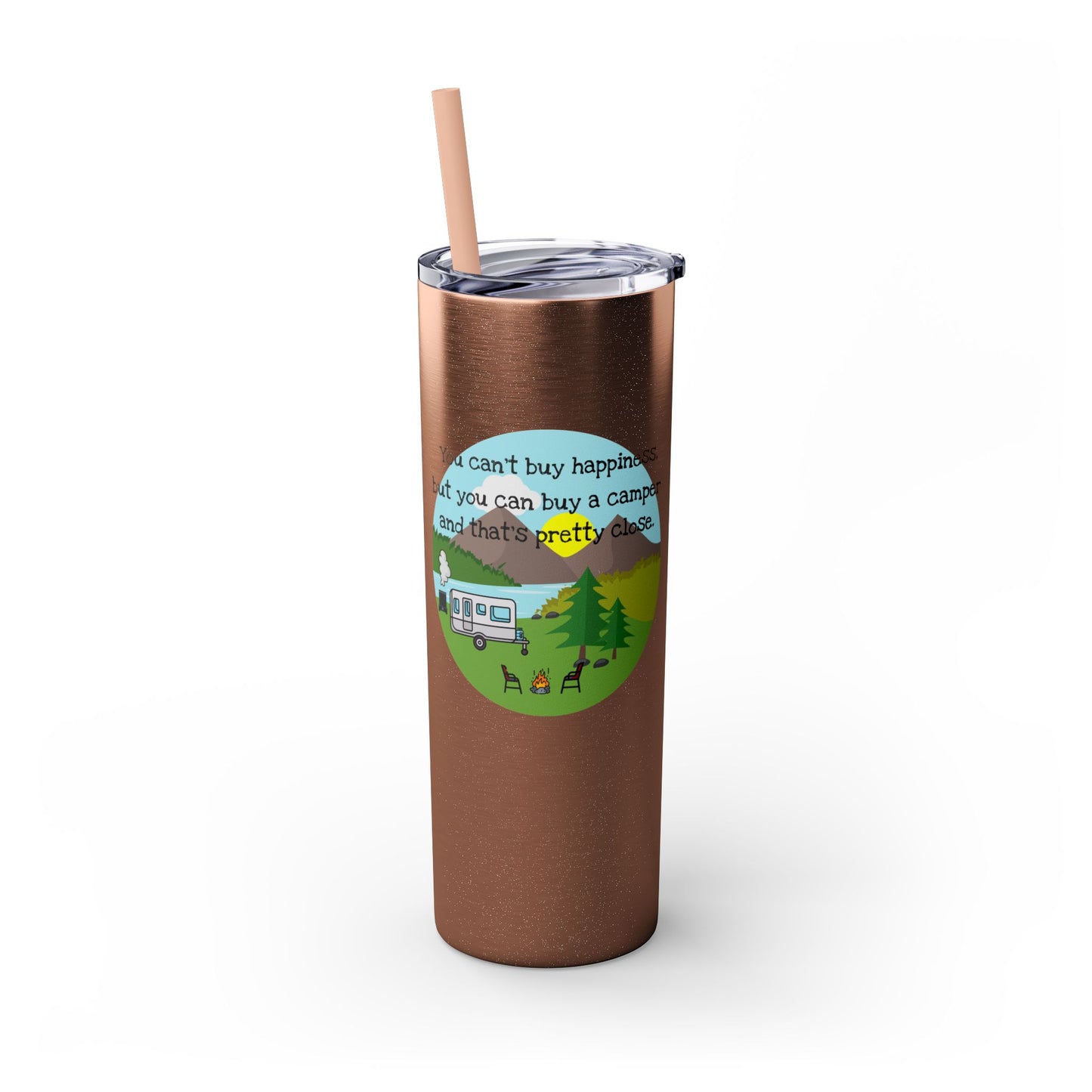 Camper Happiness Skinny Tumbler with Straw, 20oz