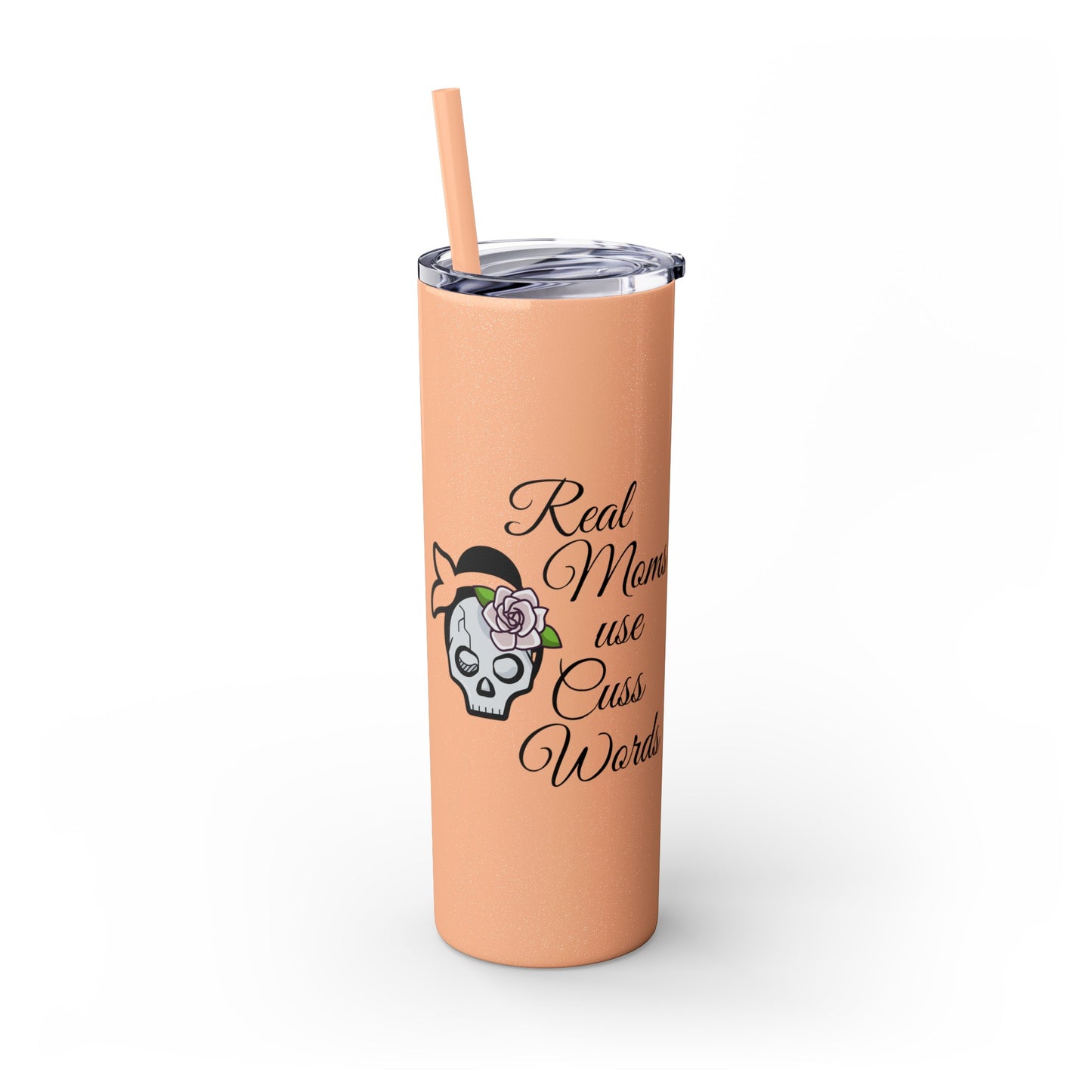 Cussing Moms Skinny Tumbler with Straw, 20oz