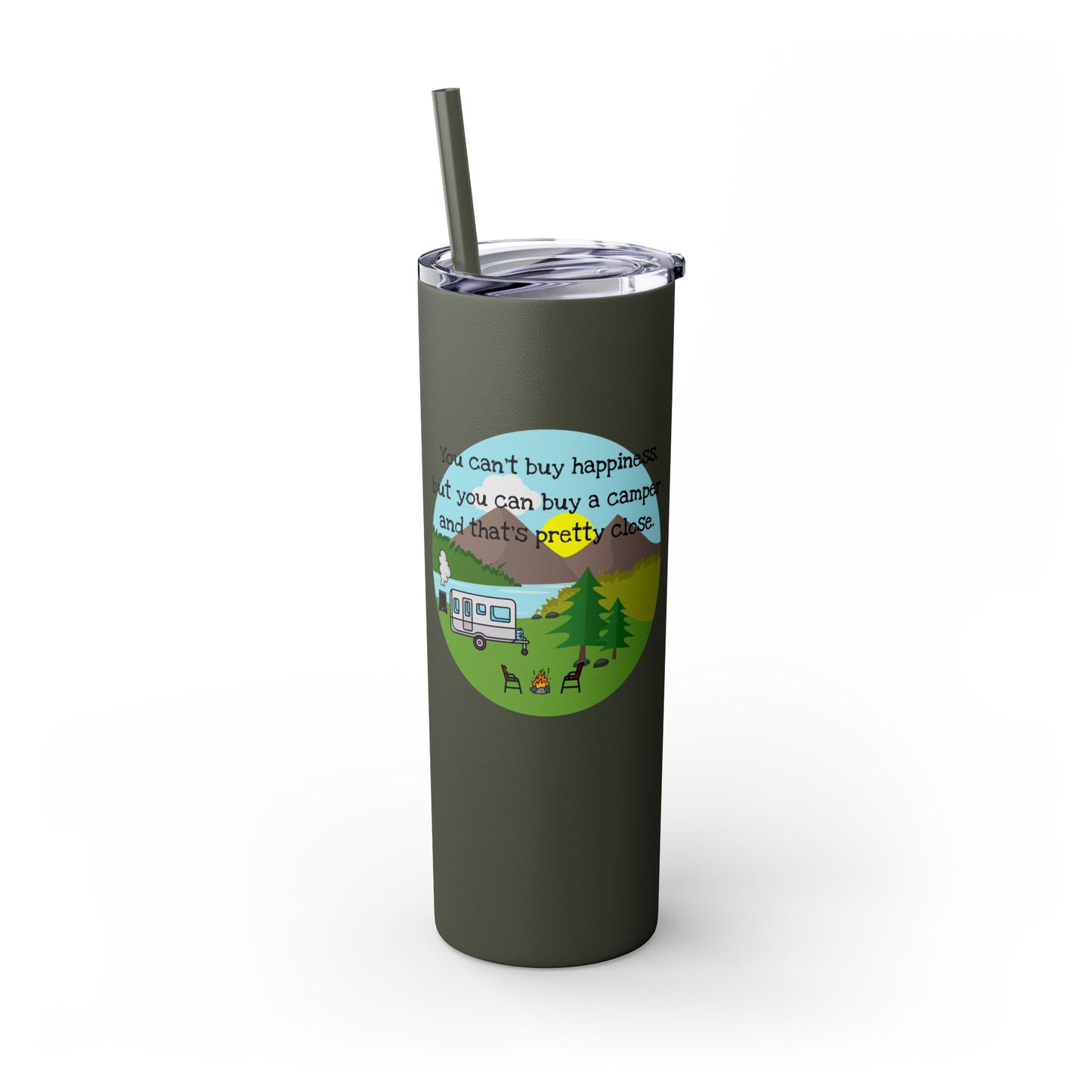 Camper Happiness Skinny Tumbler with Straw, 20oz