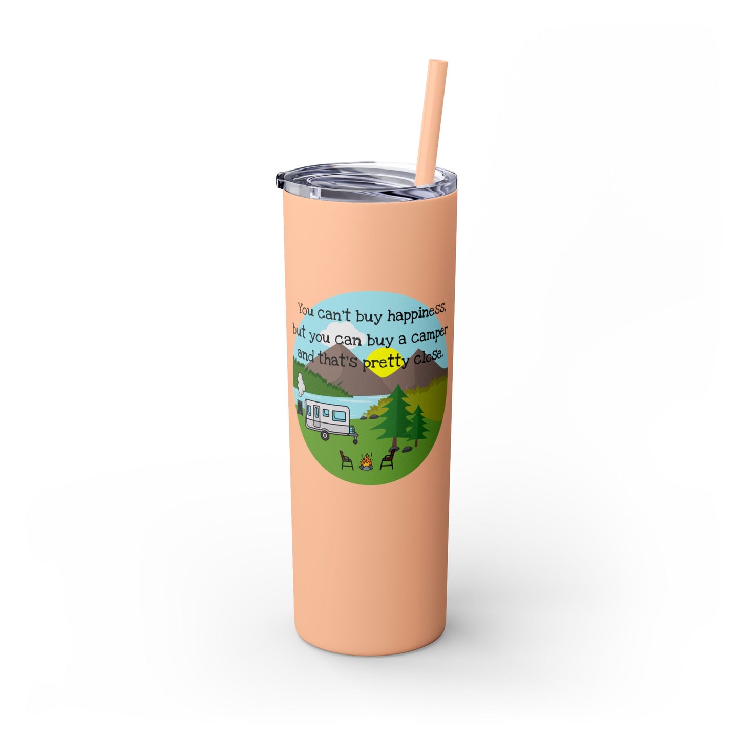 Camper Happiness Skinny Tumbler with Straw, 20oz