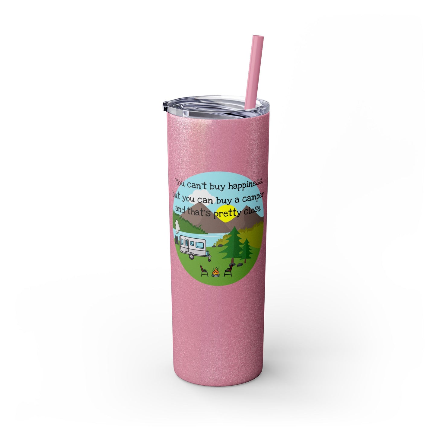 Camper Happiness Skinny Tumbler with Straw, 20oz