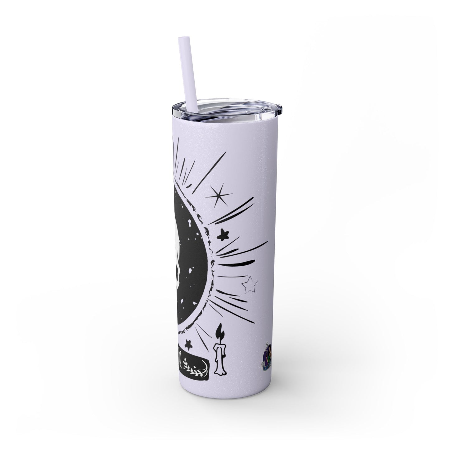 Skull Design Skinny Tumbler with Straw, 20oz