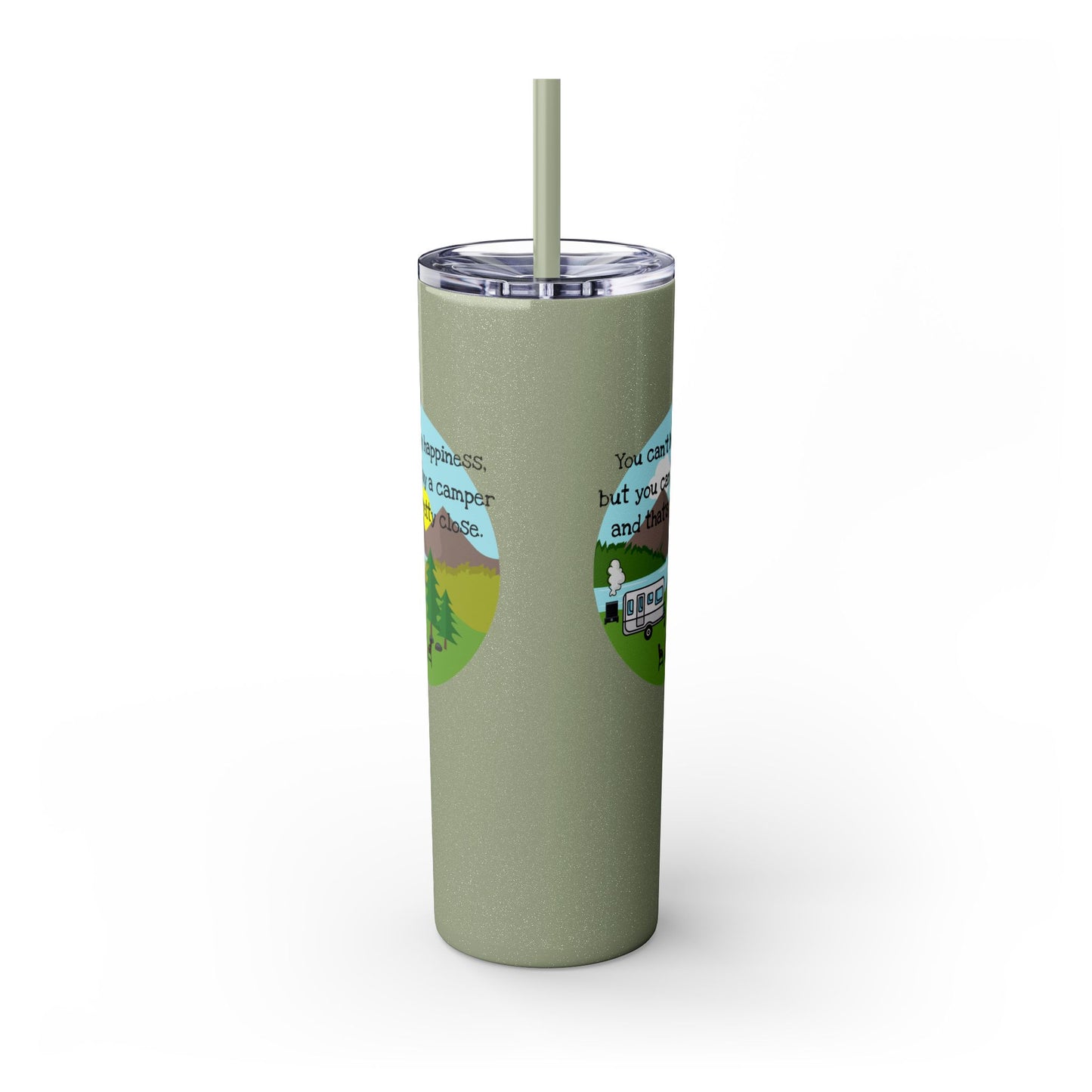 Camper Happiness Skinny Tumbler with Straw, 20oz