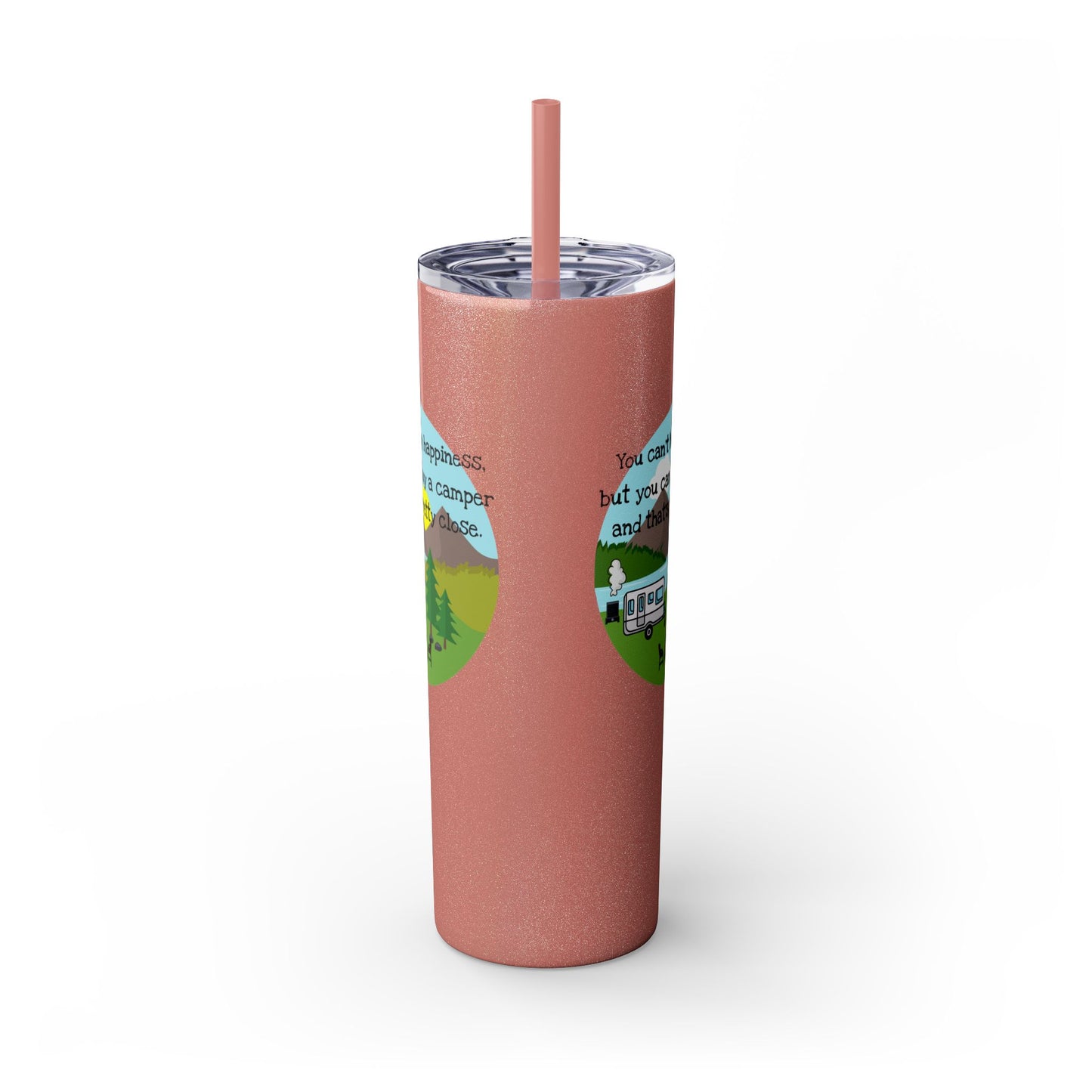 Camper Happiness Skinny Tumbler with Straw, 20oz