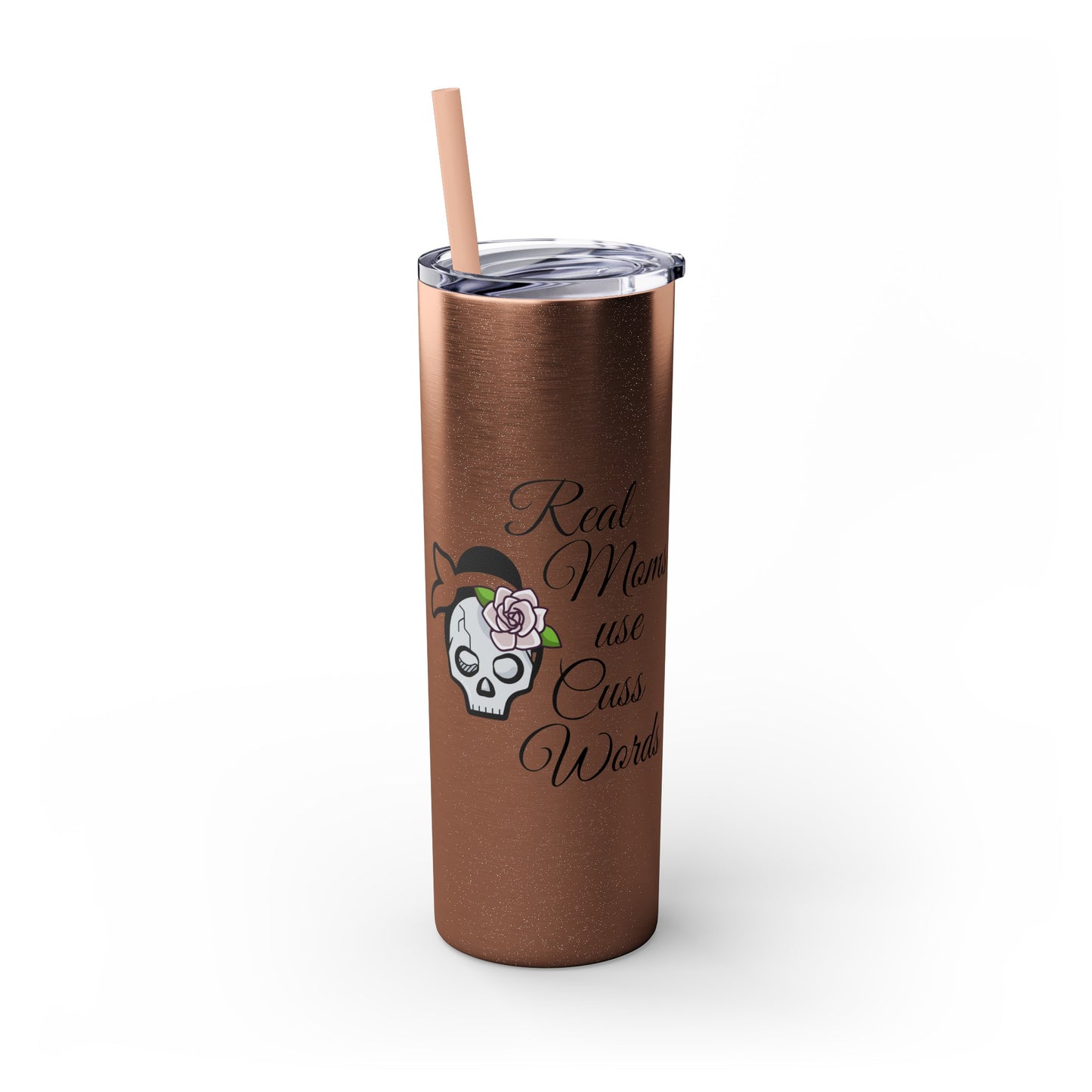 Cussing Moms Skinny Tumbler with Straw, 20oz