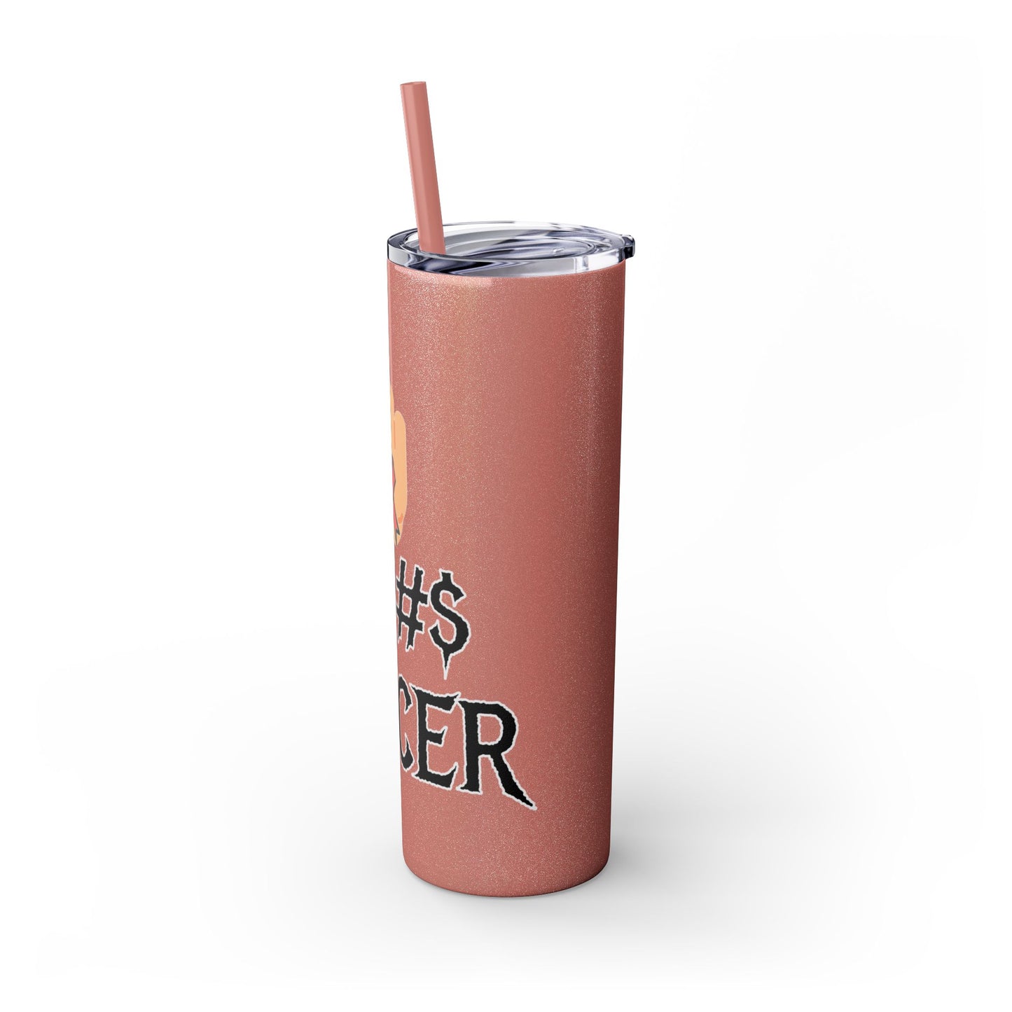 F CANCER Skinny Tumbler with Straw, 20oz