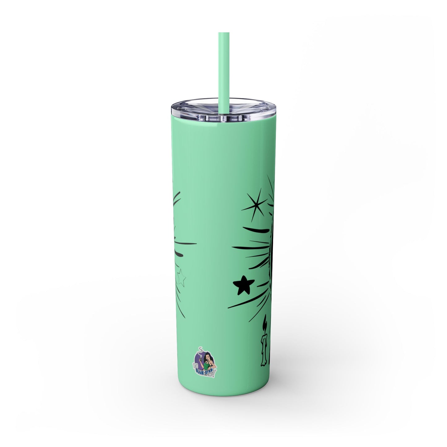 Skull Design Skinny Tumbler with Straw, 20oz