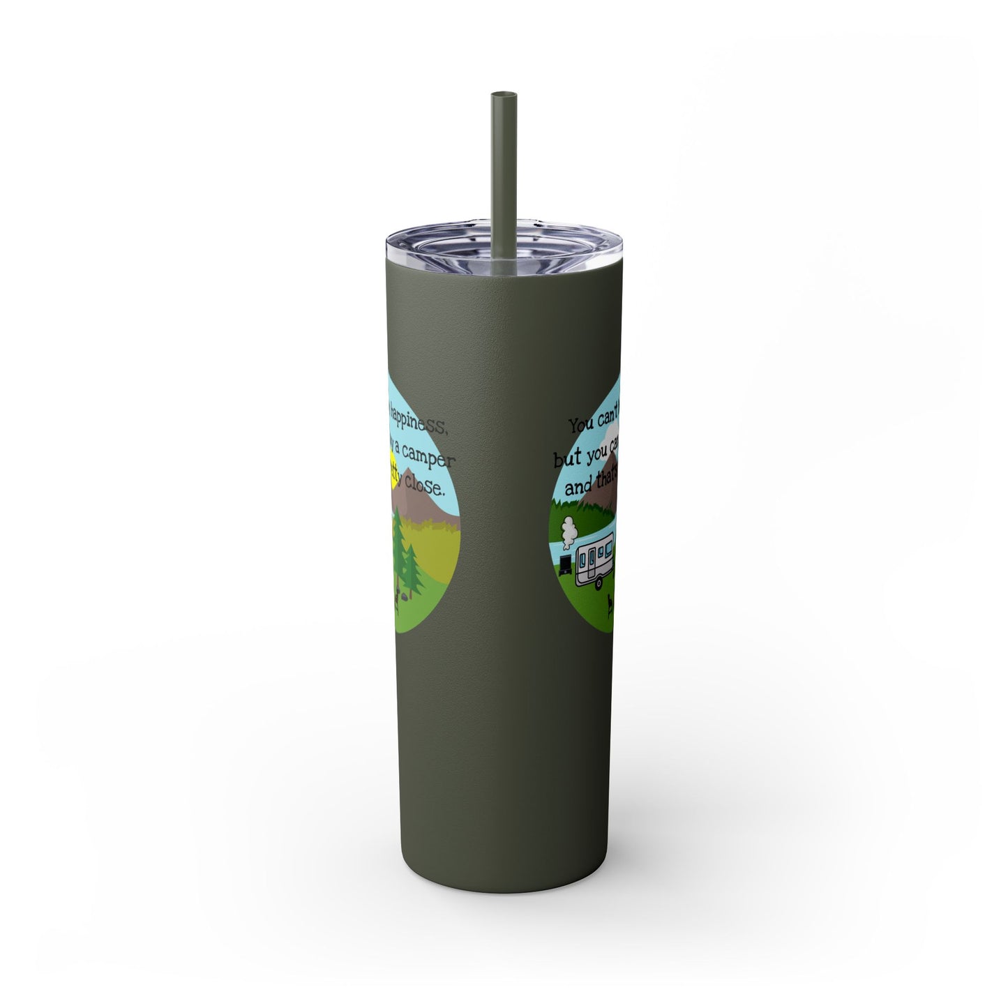 Camper Happiness Skinny Tumbler with Straw, 20oz