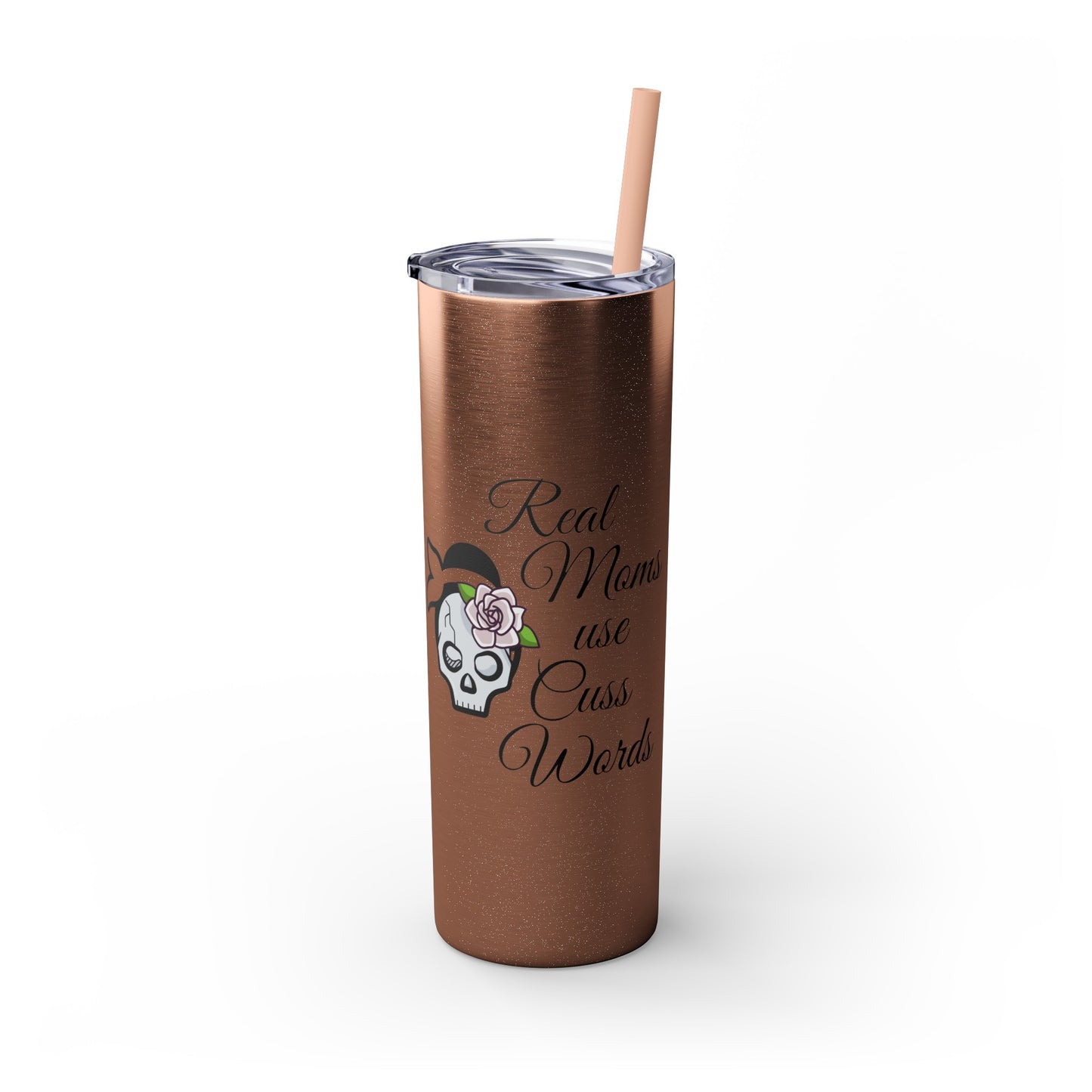 Cussing Moms Skinny Tumbler with Straw, 20oz