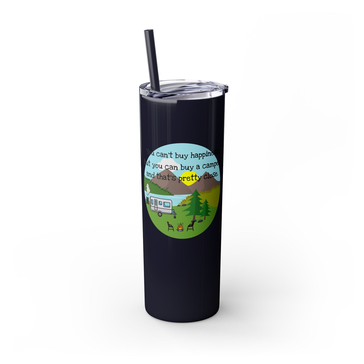 Camper Happiness Skinny Tumbler with Straw, 20oz