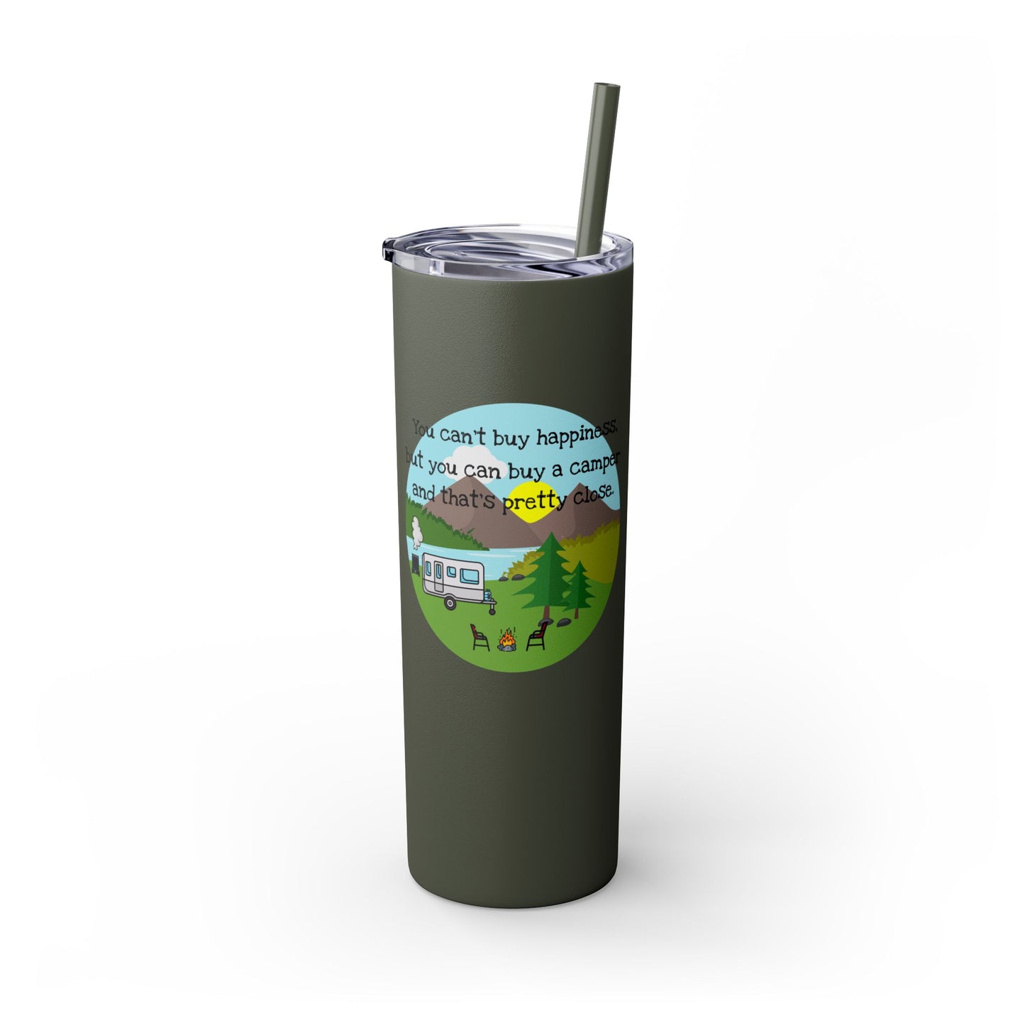 Camper Happiness Skinny Tumbler with Straw, 20oz