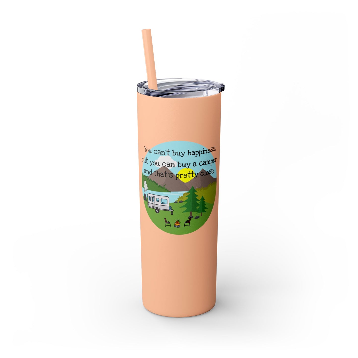 Camper Happiness Skinny Tumbler with Straw, 20oz