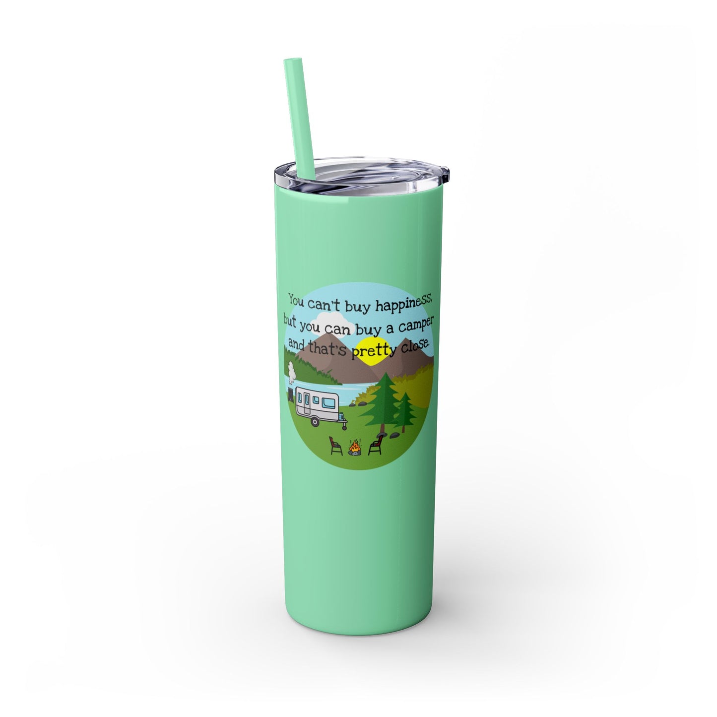 Camper Happiness Skinny Tumbler with Straw, 20oz