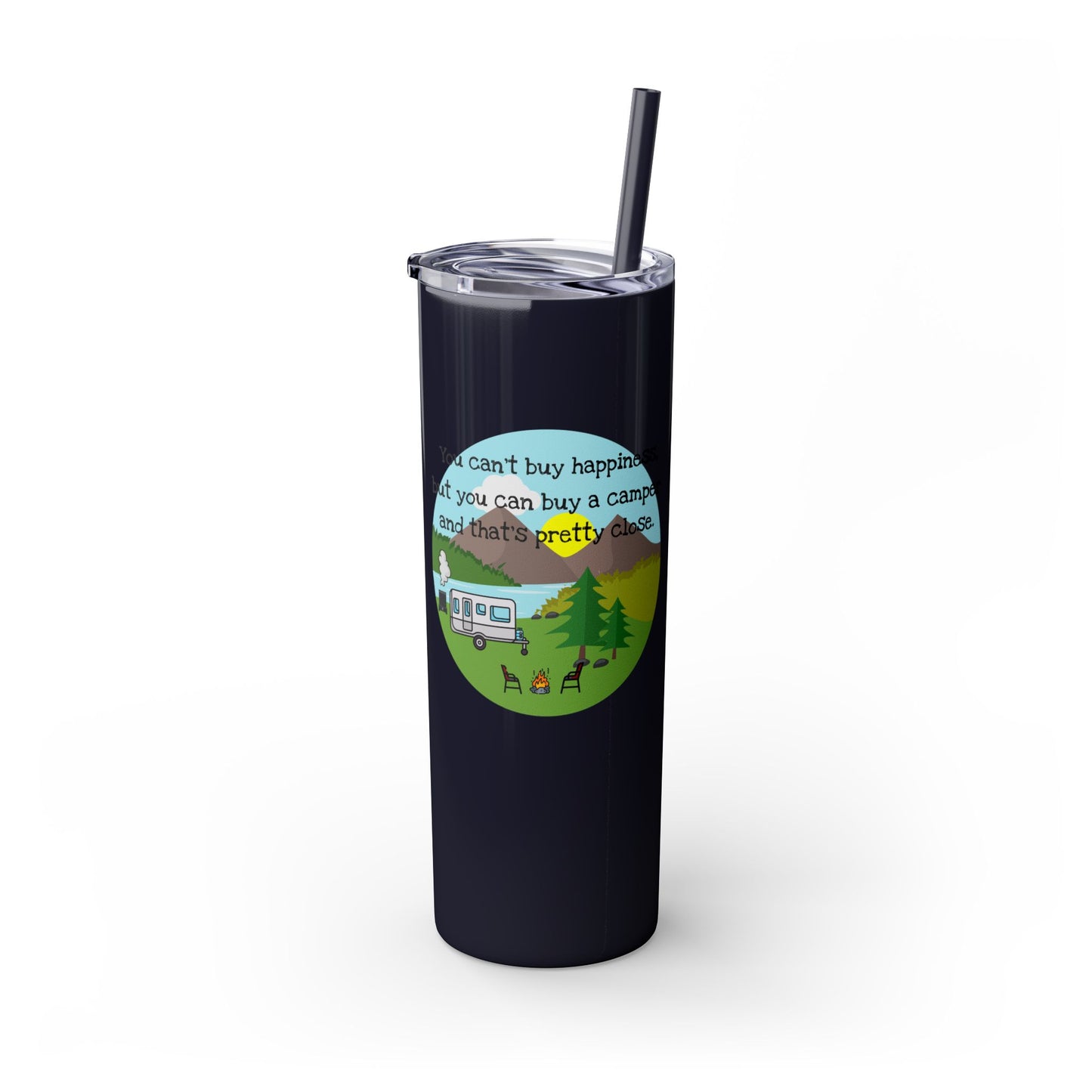 Camper Happiness Skinny Tumbler with Straw, 20oz