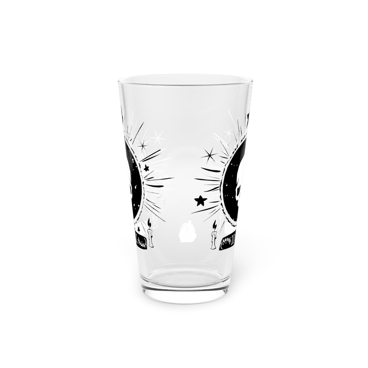 Skull Design Pint Glass, 16oz