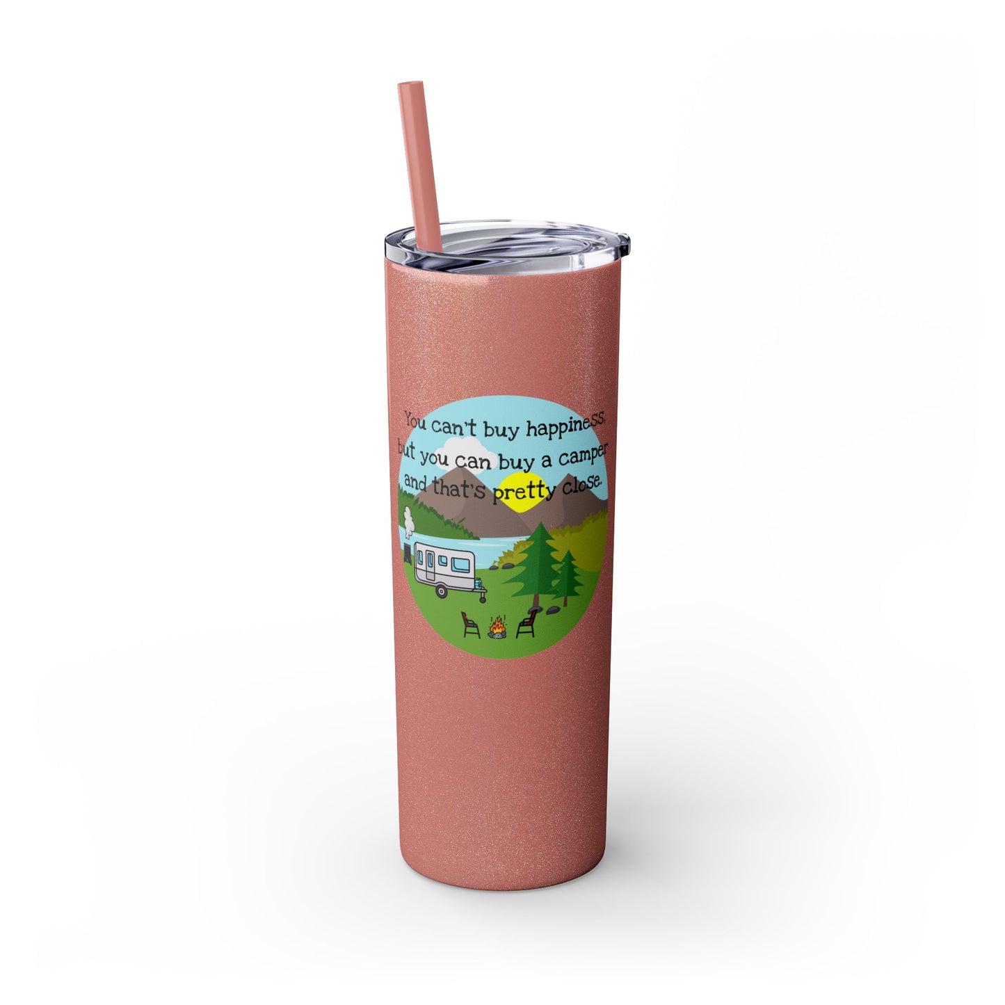 Camper Happiness Skinny Tumbler with Straw, 20oz