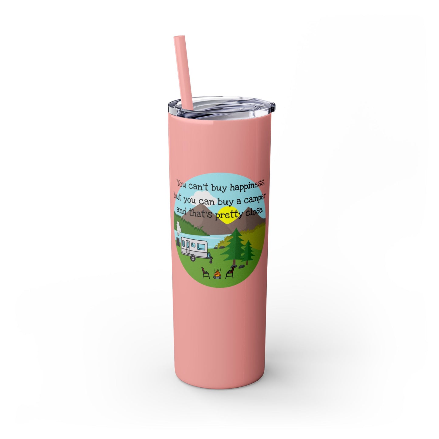 Camper Happiness Skinny Tumbler with Straw, 20oz