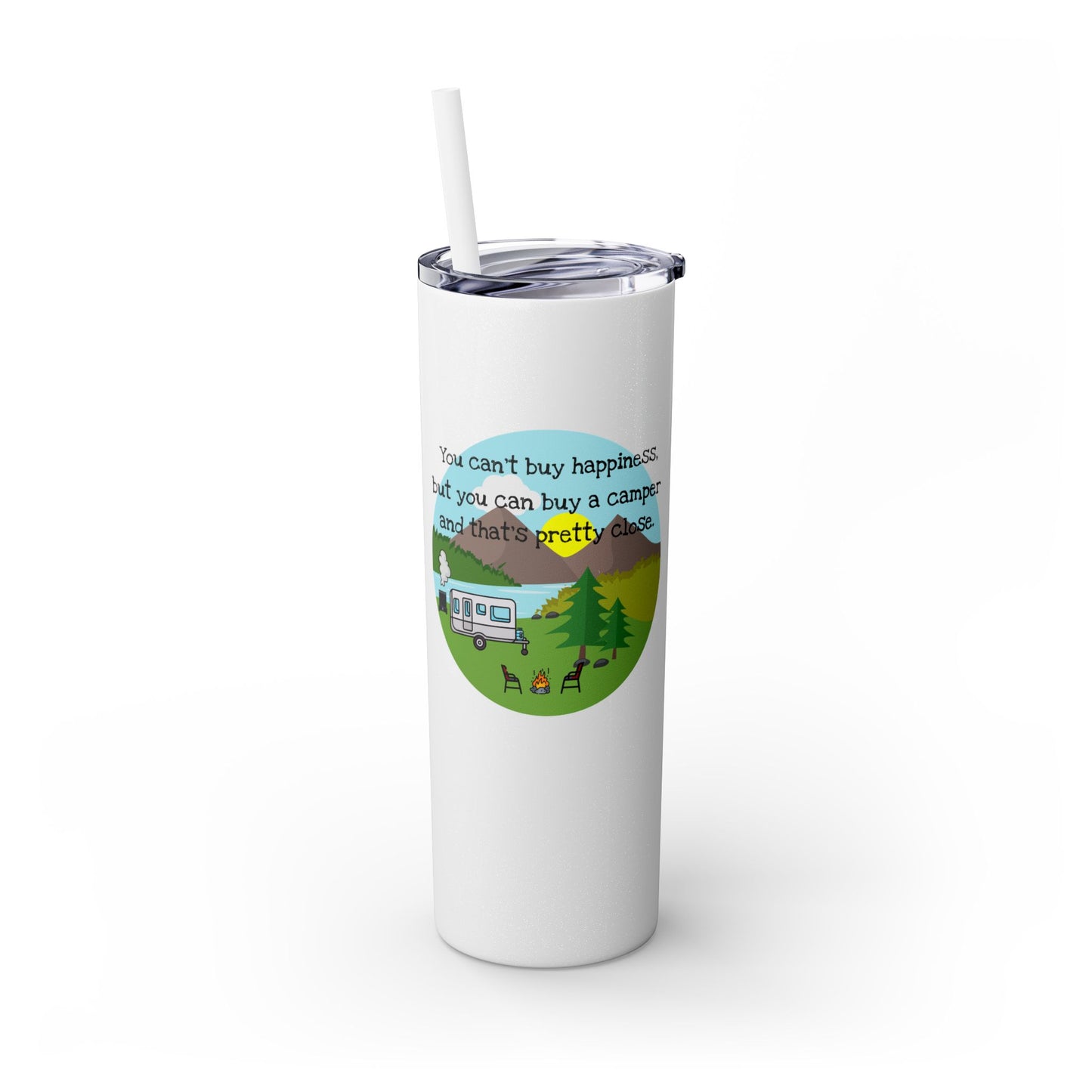 Camper Happiness Skinny Tumbler with Straw, 20oz