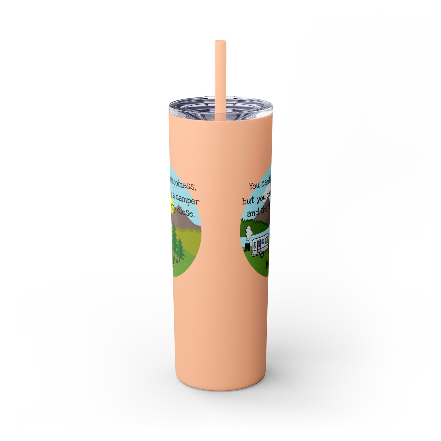 Camper Happiness Skinny Tumbler with Straw, 20oz