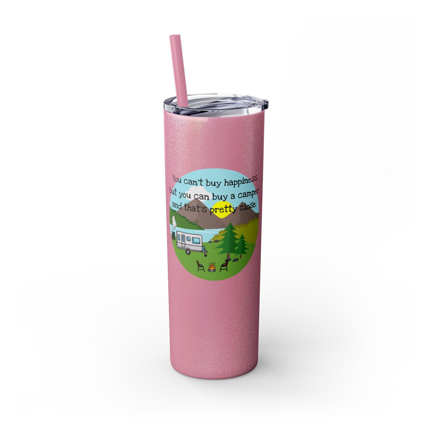 Camper Happiness Skinny Tumbler with Straw, 20oz