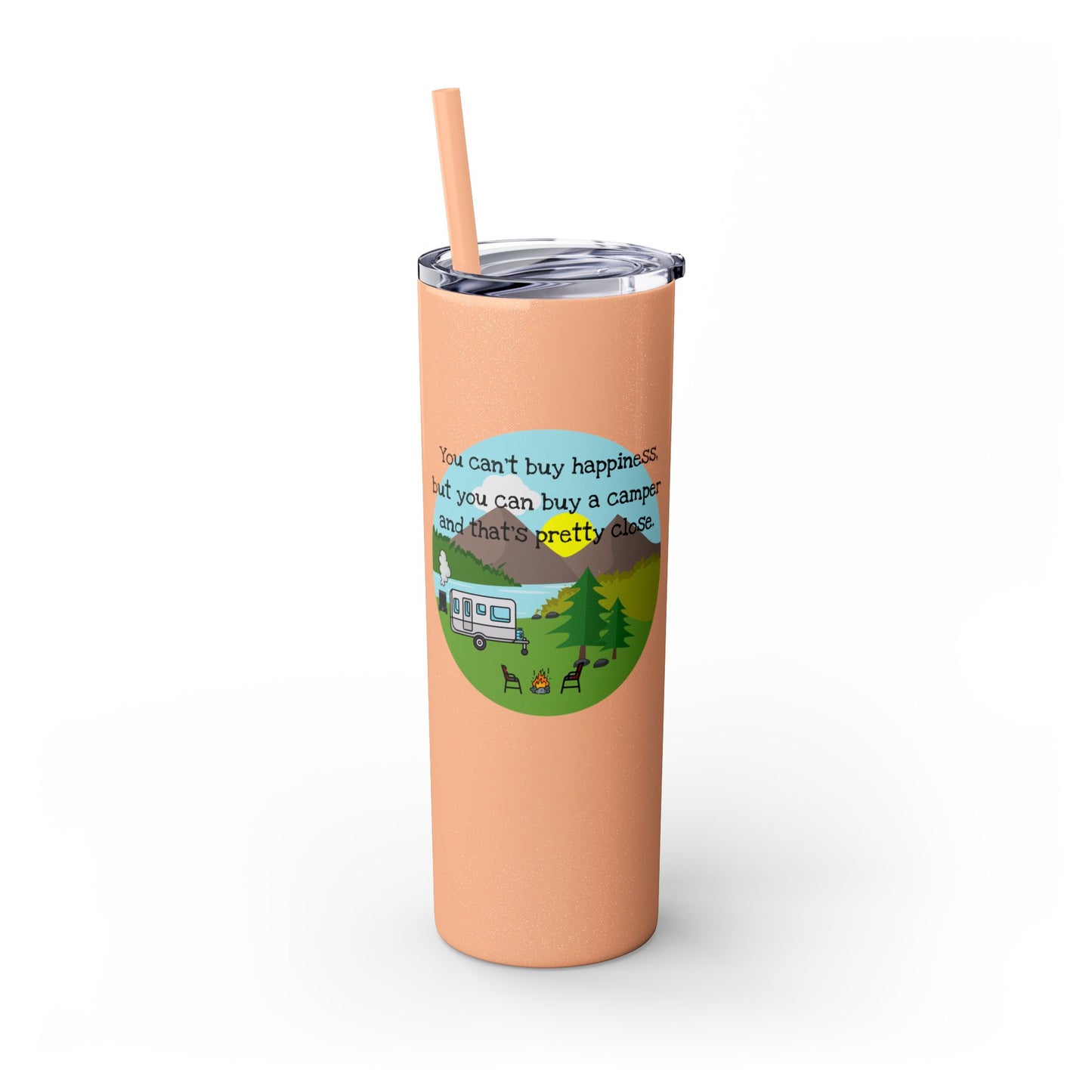 Camper Happiness Skinny Tumbler with Straw, 20oz