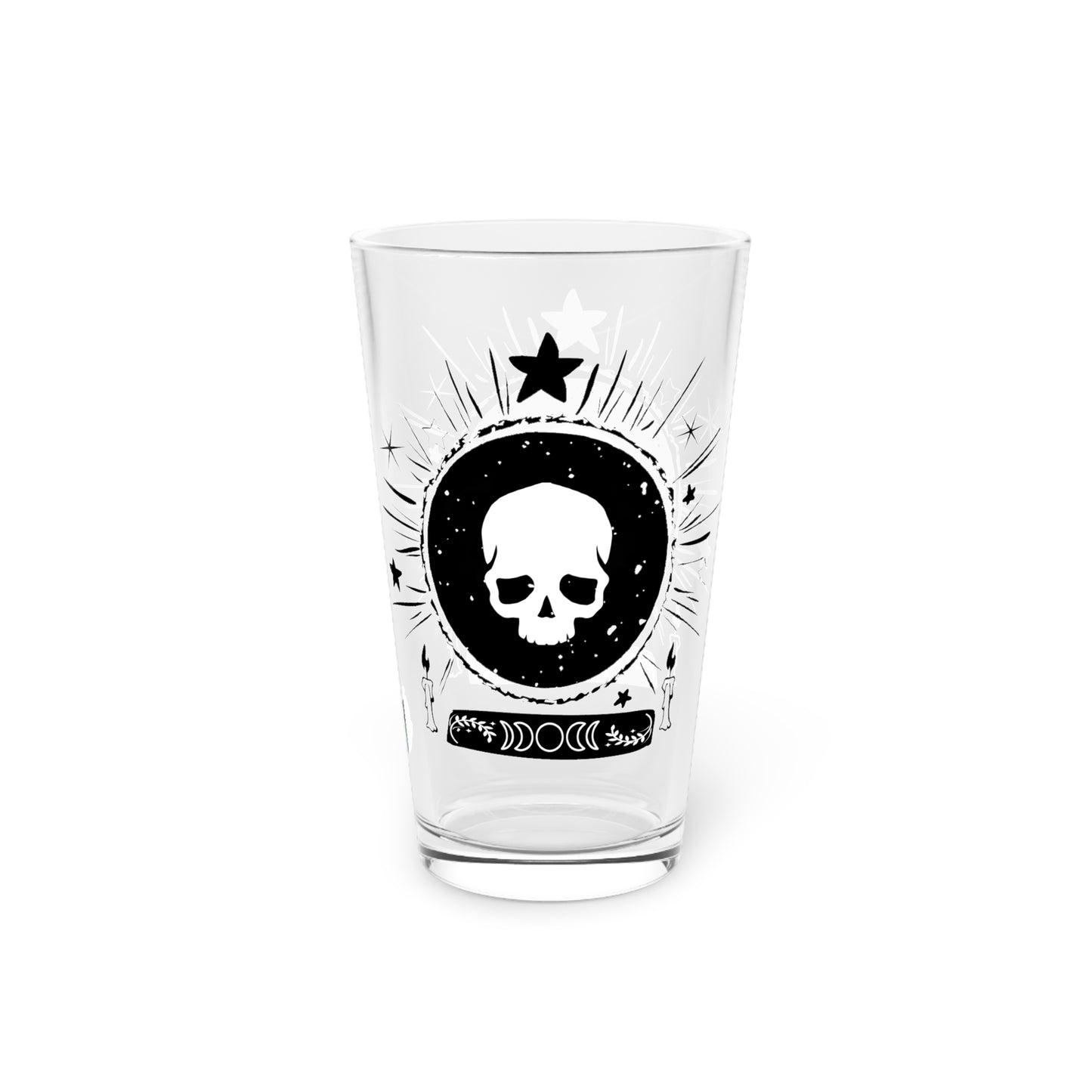 Skull Design Pint Glass, 16oz