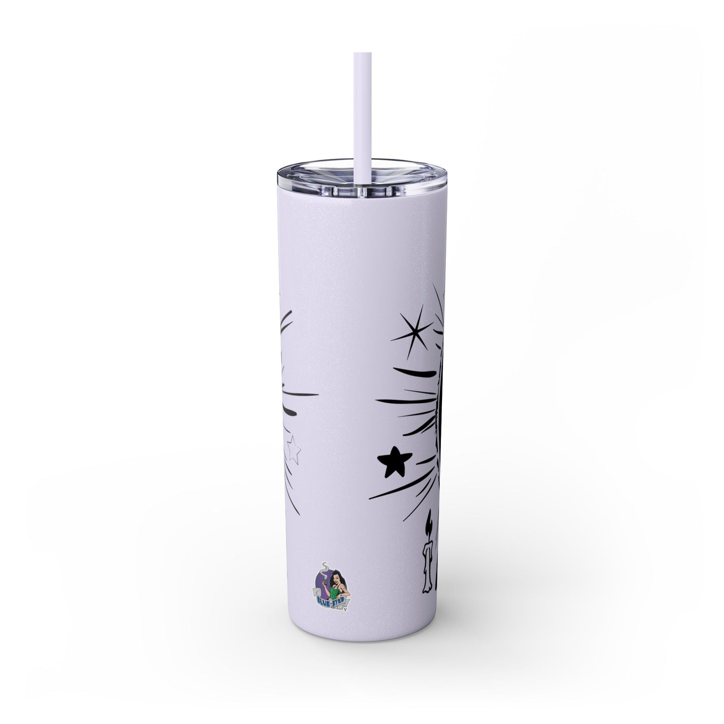 Skull Design Skinny Tumbler with Straw, 20oz