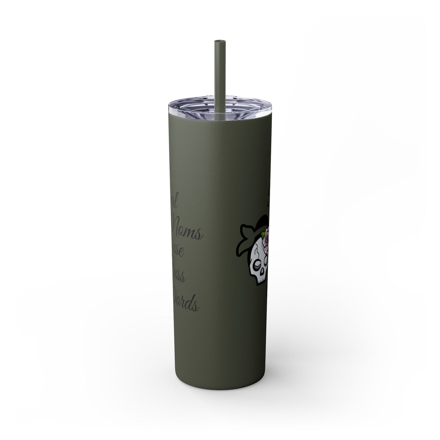 Cussing Moms Skinny Tumbler with Straw, 20oz