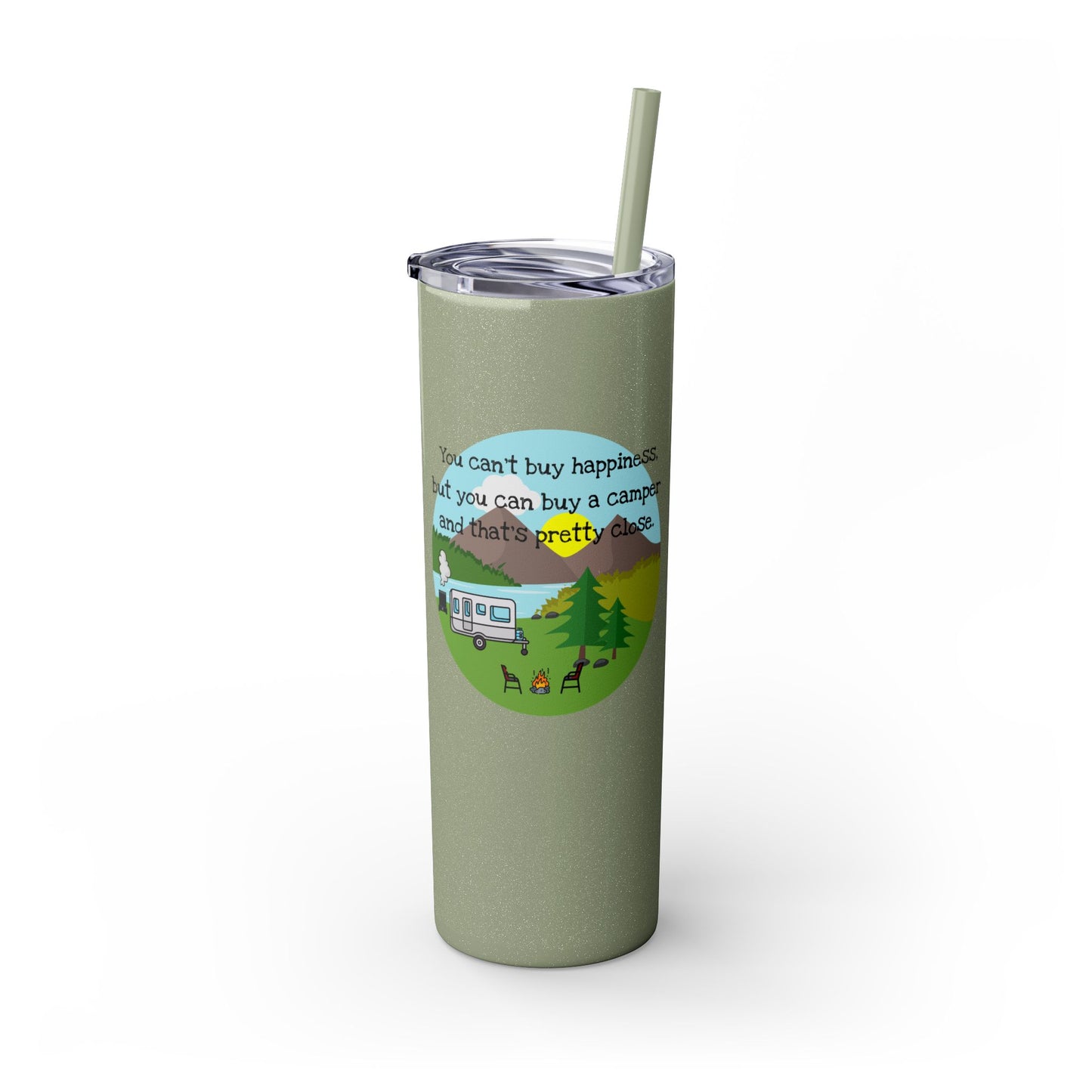 Camper Happiness Skinny Tumbler with Straw, 20oz