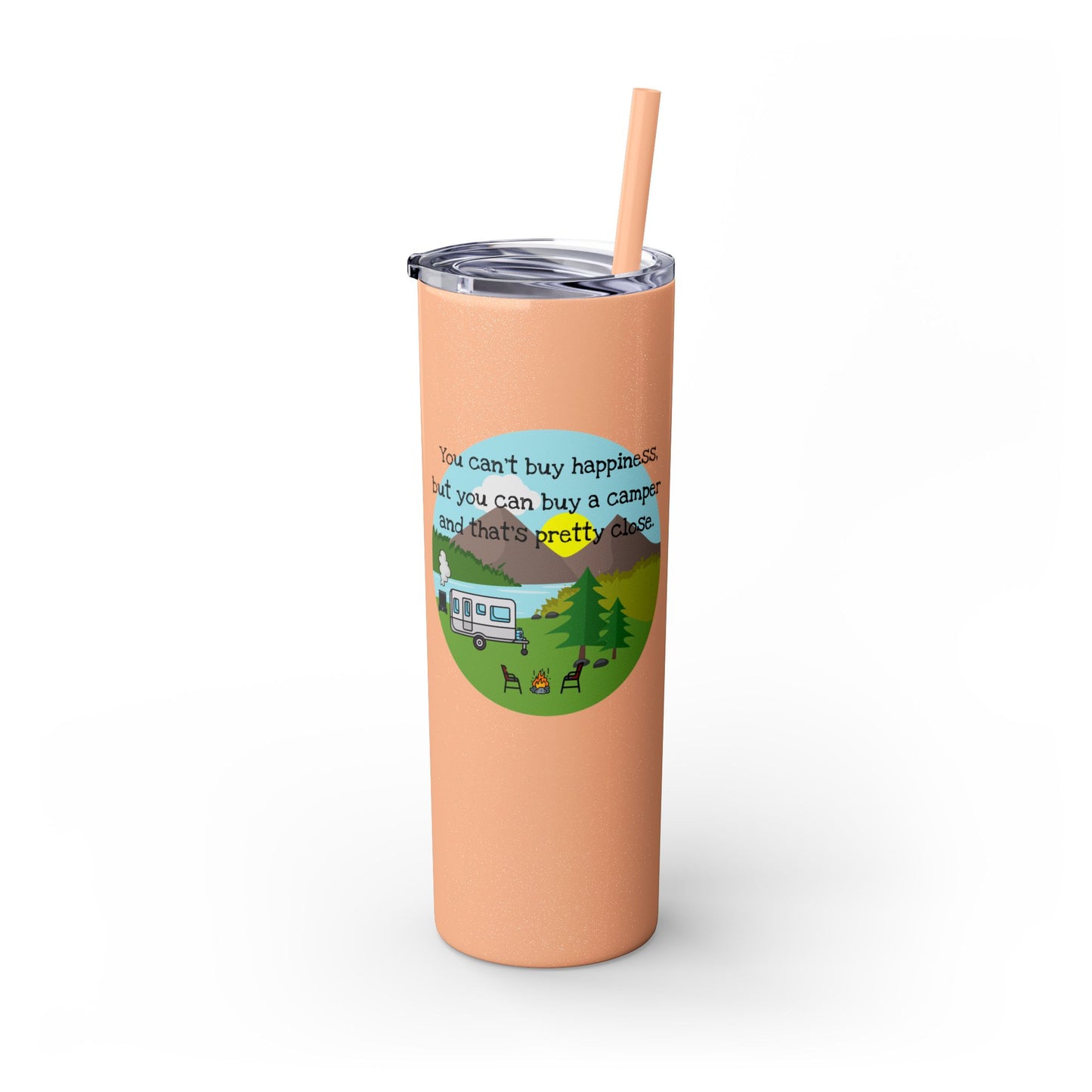 Camper Happiness Skinny Tumbler with Straw, 20oz