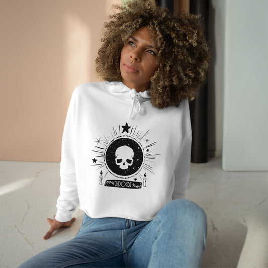 Skull Design Crop Hoodie