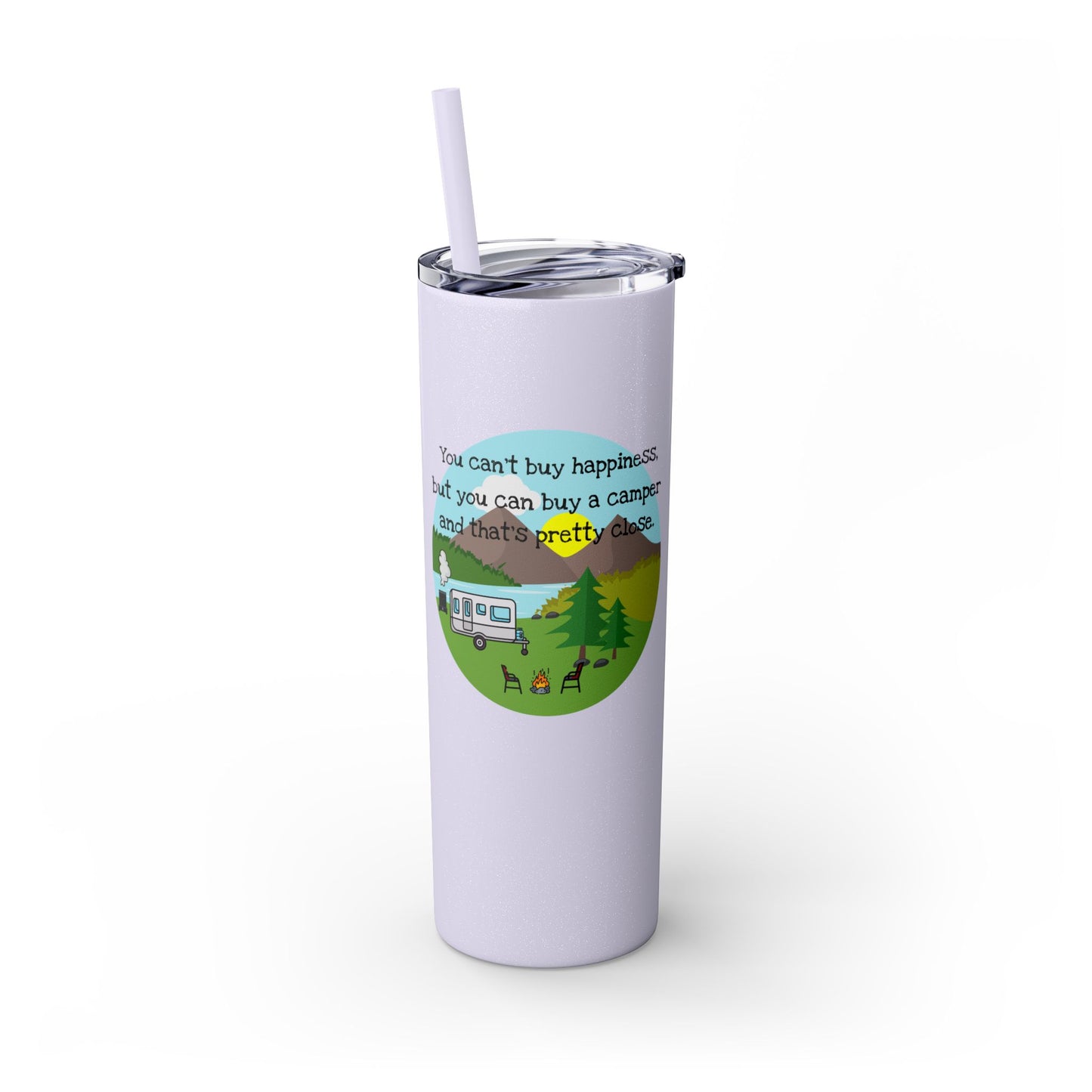 Camper Happiness Skinny Tumbler with Straw, 20oz