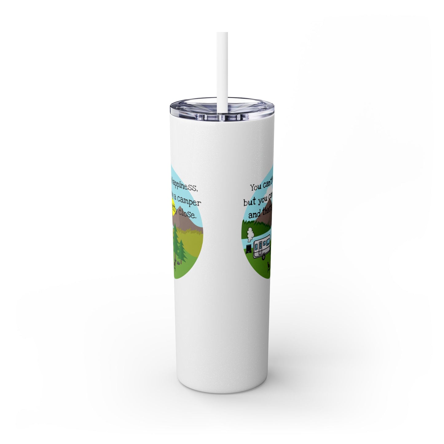 Camper Happiness Skinny Tumbler with Straw, 20oz