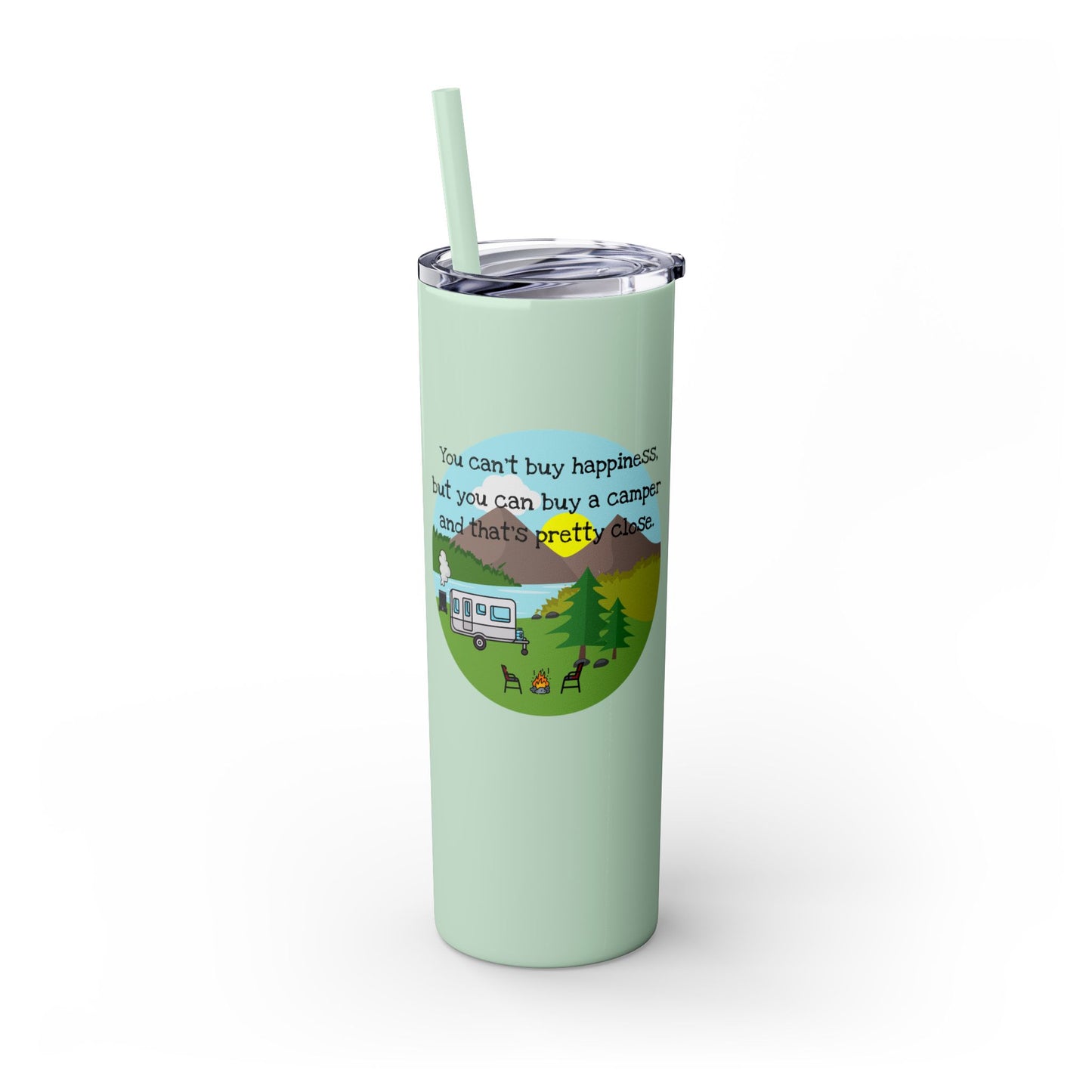 Camper Happiness Skinny Tumbler with Straw, 20oz