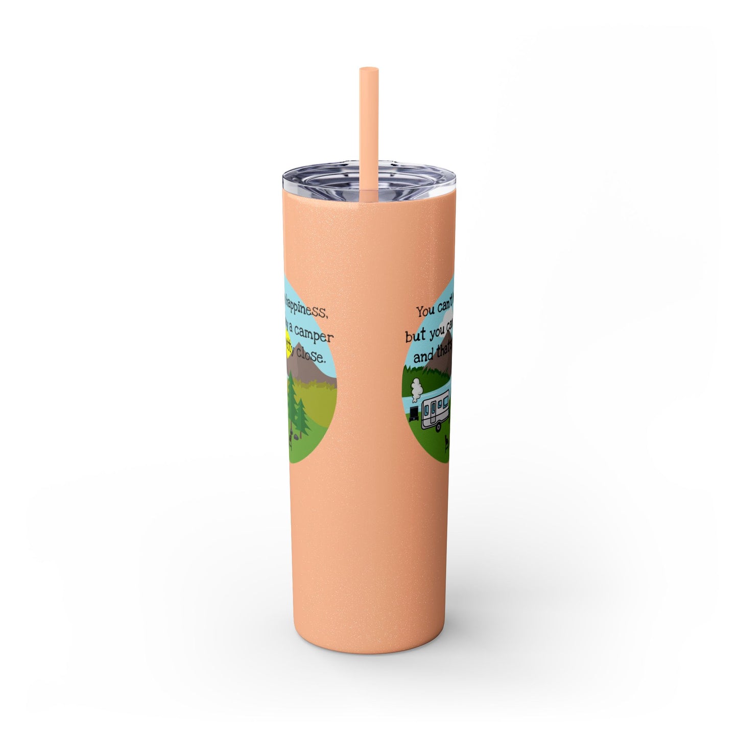 Camper Happiness Skinny Tumbler with Straw, 20oz