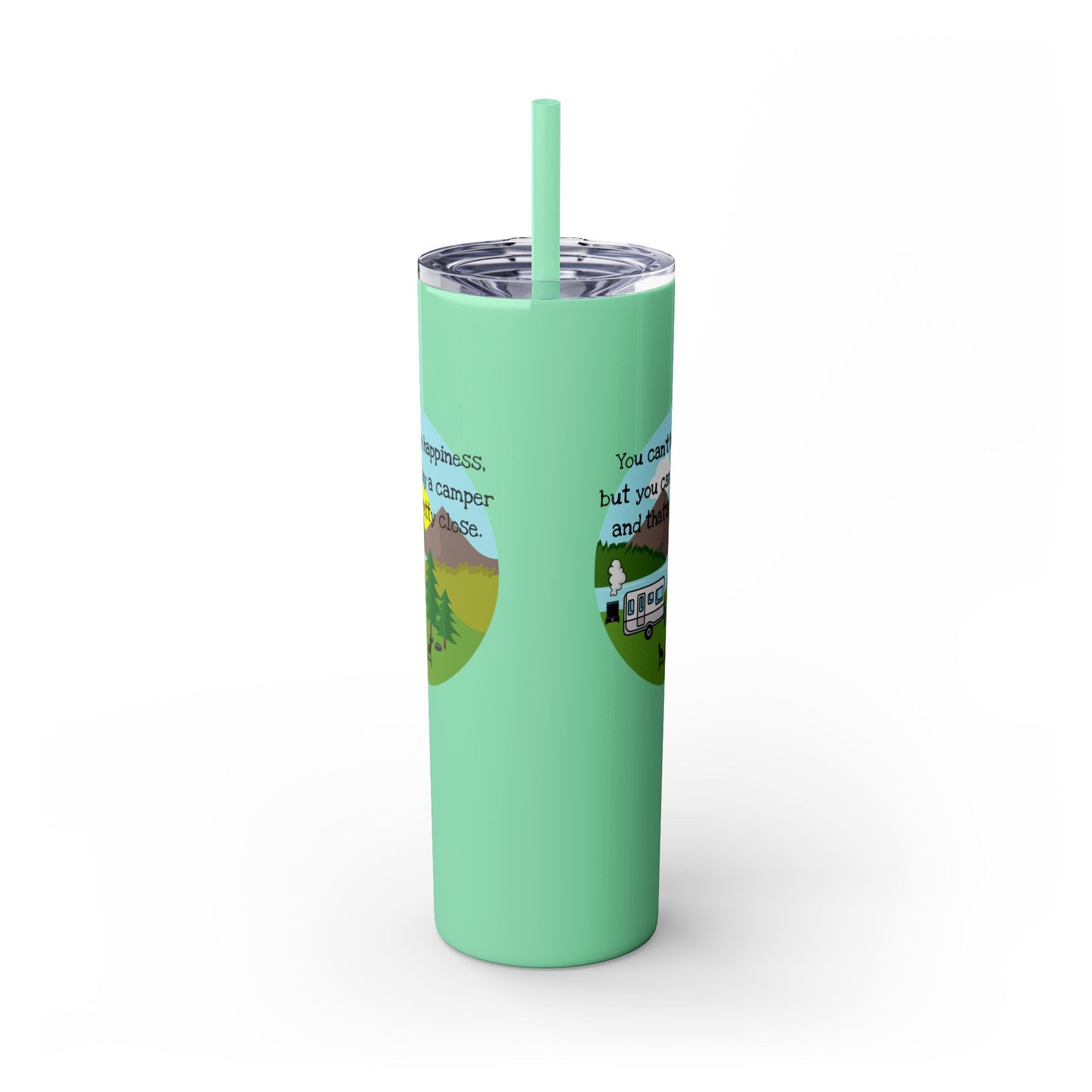 Camper Happiness Skinny Tumbler with Straw, 20oz