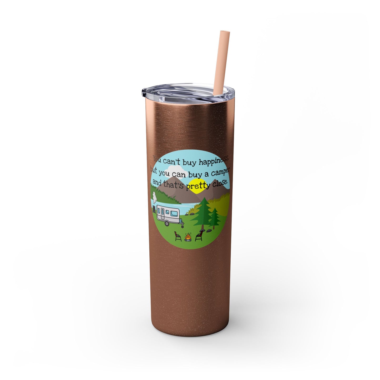 Camper Happiness Skinny Tumbler with Straw, 20oz